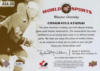 2010 Upper Deck World of Sports - All-Sport Apparel Memorabilia #ASA-35 Wayne Gretzky Back