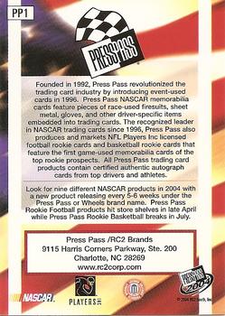 2004 National Trading Card Day #PP1 Press Pass Cover Card Back
