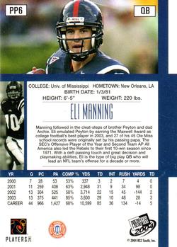 2004 National Trading Card Day #PP6 Eli Manning Back