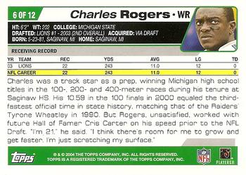2004 National Trading Card Day #6 Charles Rogers Back