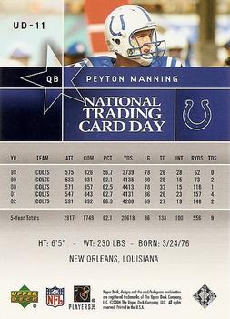 2004 National Trading Card Day #UD-11 Peyton Manning Back