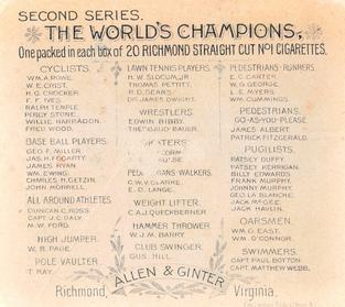 1888 Allen & Ginter World's Champions (N43) #NNO Edwin Bibby Back