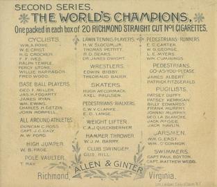 1888 Allen & Ginter World's Champions (N43) #NNO Willie Harradon Back