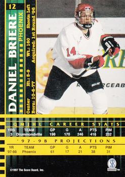 1997 Score Board Players Club #12 Daniel Briere Back