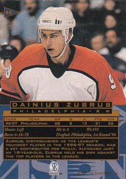 1997 Score Board Visions Signings #40 Dainius Zubrus Back