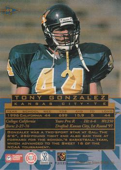 1997 Score Board Visions Signings #49 Tony Gonzalez Back