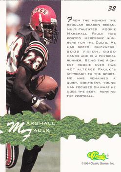 1994-95 Classic Assets #32 Marshall Faulk Back