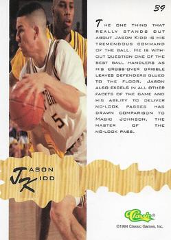 1994-95 Classic Assets #39 Jason Kidd Back