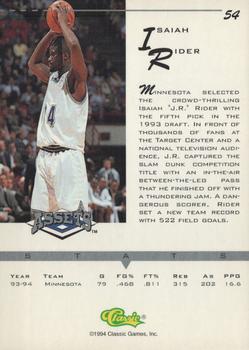1994-95 Classic Assets #54 Isaiah Rider Back