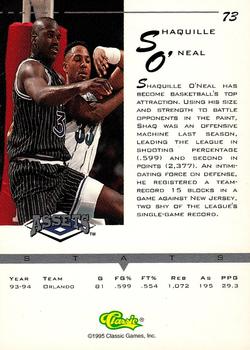 1994-95 Classic Assets #73 Shaquille O'Neal Back