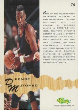 1994-95 Classic Assets #76 Dikembe Mutombo Back
