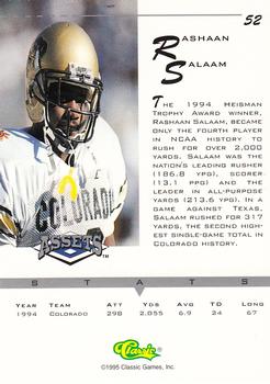 1994-95 Classic Assets #52 Rashaan Salaam Back