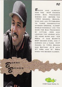 1994-95 Classic Assets #90 Barry Bonds Back