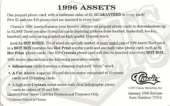 1996 Classic Assets #NNO Cal Ripken Jr. Back