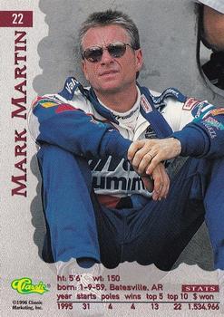 1996 Classic Assets #22 Mark Martin Back