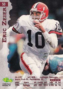 1996 Classic Assets #50 Eric Zeier Back