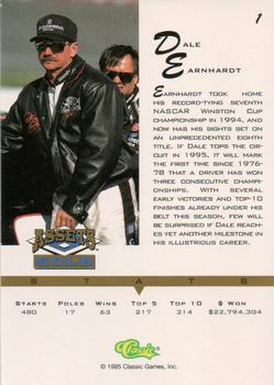 1995 Classic Assets Gold #1 Dale Earnhardt Back