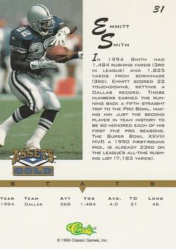 1995 Classic Assets Gold #31 Emmitt Smith Back