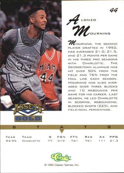 1995 Classic Assets Gold #44 Alonzo Mourning Back