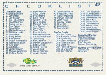 1995 Classic Assets Gold #50 Checklist #2 Back