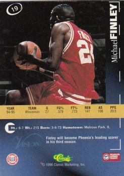 1996 Classic Visions #19 Michael Finley Back
