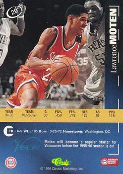 1996 Classic Visions #29 Lawrence Moten Back