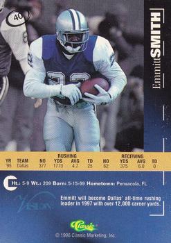 1996 Classic Visions #40 Emmitt Smith Back