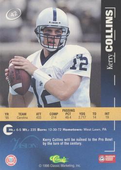 1996 Classic Visions #42 Kerry Collins Back