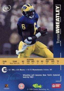 1996 Classic Visions #55 Tyrone Wheatley Back