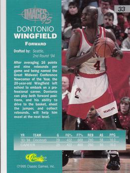 1995 Classic Images Four Sport #33 Dontonio Wingfield Back