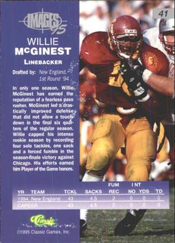 1995 Classic Images Four Sport #41 Willie McGinest Back
