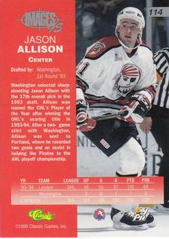 1995 Classic Images Four Sport #114 Jason Allison Back