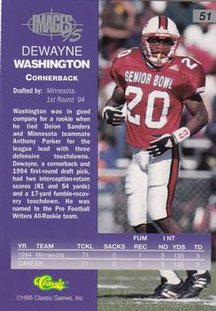 1995 Classic Images Four Sport #51 Dewayne Washington Back