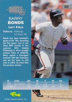 1995 Classic Images Four Sport #93 Barry Bonds Back