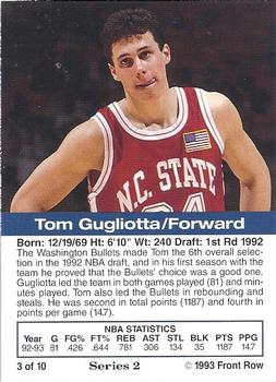 1993 Front Row Gold Collection Series 2 #3 Tom Gugliotta Back