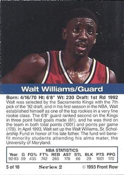 1993 Front Row Gold Collection Series 2 #5 Walt Williams Back