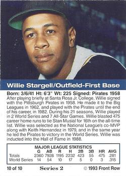 1993 Front Row Gold Collection Series 2 #10 Willie Stargell Back