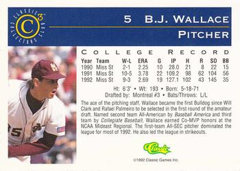 1992-93 Classic C3 #5 B.J. Wallace Back