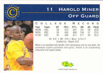 1992-93 Classic C3 #11 Harold Miner Back