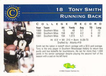 1992-93 Classic C3 #18 Tony Smith Back