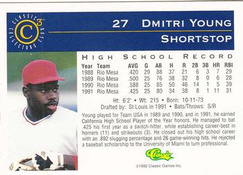 1992-93 Classic C3 #27 Dmitri Young Back