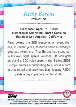 2012 Topps U.S. Olympic Team & Hopefuls #29 Ricky Berens Back