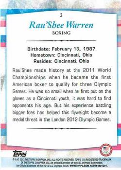 2012 Topps U.S. Olympic Team & Hopefuls #2 Rau'Shee Warren Back