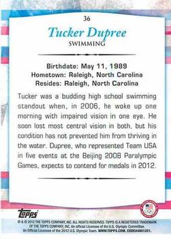 2012 Topps U.S. Olympic Team & Hopefuls #36 Tucker Dupree Back