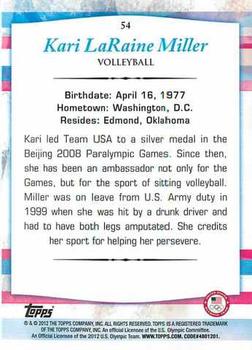 2012 Topps U.S. Olympic Team & Hopefuls #54 Kari LaRaine Miller Back