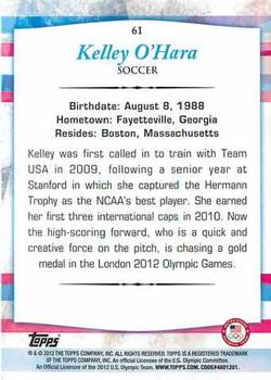 2012 Topps U.S. Olympic Team & Hopefuls #61 Kelley O'Hara Back