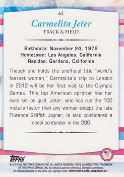 2012 Topps U.S. Olympic Team & Hopefuls #62 Carmelita Jeter Back