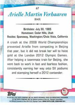 2012 Topps U.S. Olympic Team & Hopefuls #67 Arielle Martin Verhaaren Back