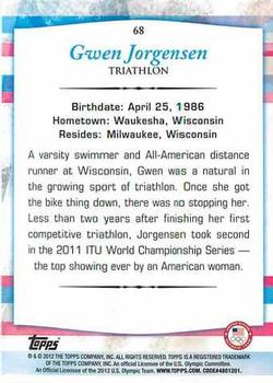 2012 Topps U.S. Olympic Team & Hopefuls #68 Gwen Jorgensen Back
