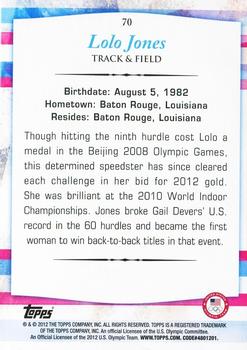 2012 Topps U.S. Olympic Team & Hopefuls #70 Lolo Jones Back